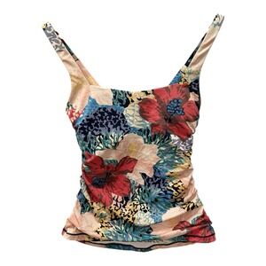 Athleta |Women's Square Neck Bra Cup Floral Print‎ Swim Tankini Size 32 B/C